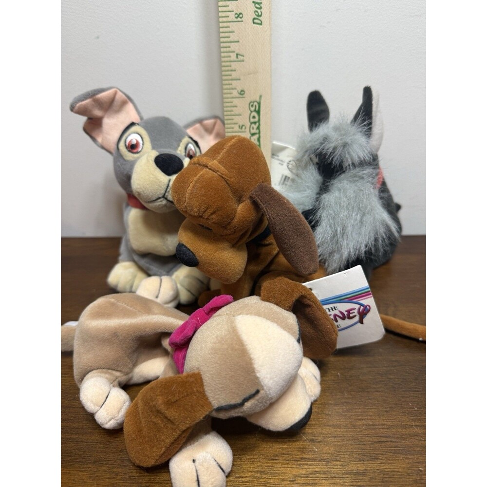 The Disney Store lot of 4 LADY AND THE TRAMP Plush Beanies - jock & trusty NWT - Picture 7 of 8